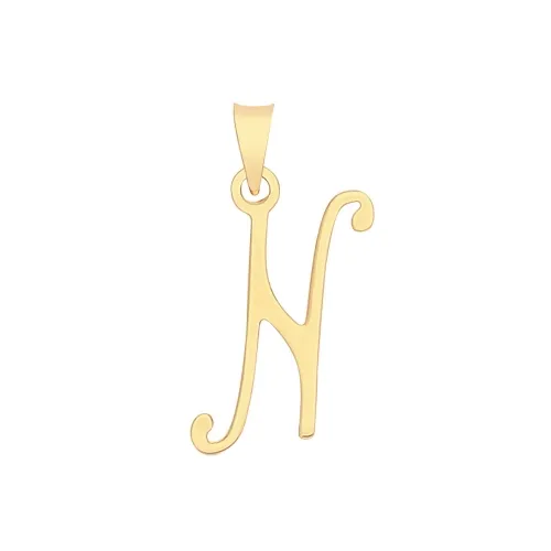 9ct Yellow Gold Script Initial Pendant 19 X 10mm + 5.5mm Bale N